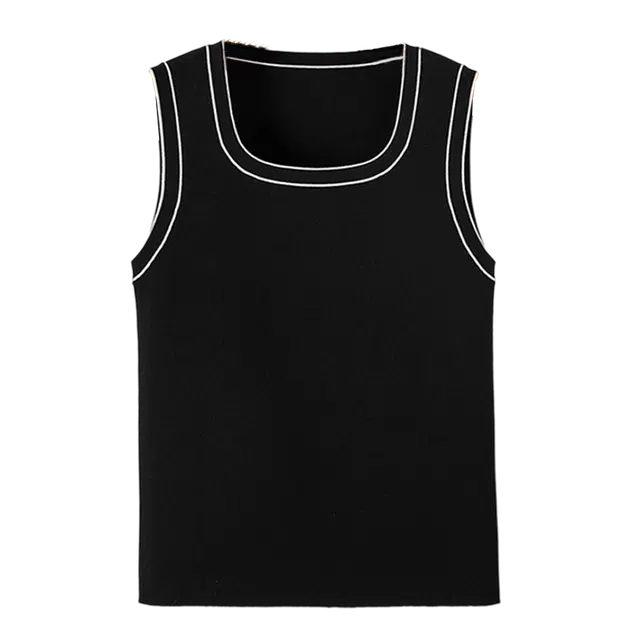 晚白 简约百搭上衣拼色休闲风背心针织 女款