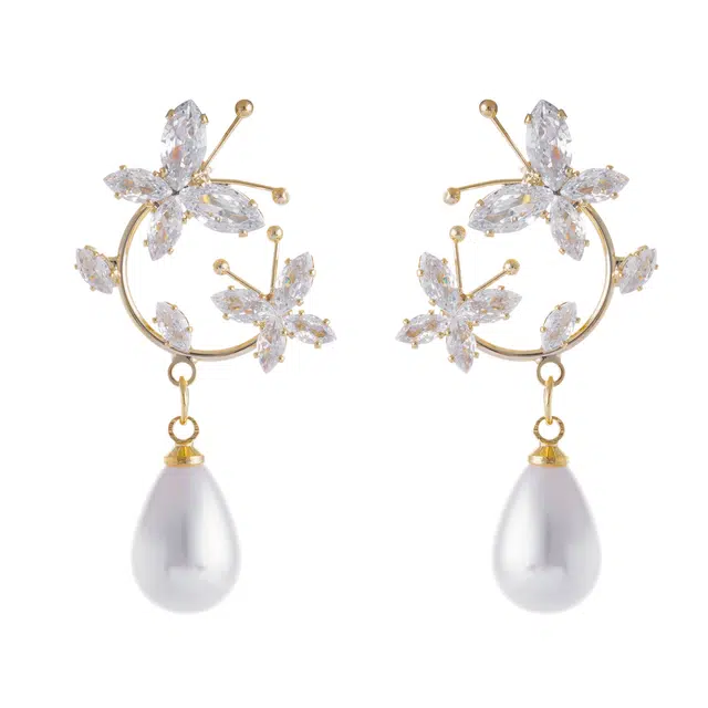 澜耀 气质蝴蝶环绕耳饰 时尚百搭少女法式轻奢超仙精致#好运 合金  耳环 女款