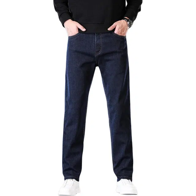炳盛 秋季男士直筒宽松商务长裤高端中年男裤子合体弹力休闲裤潮牛仔裤 男女同款