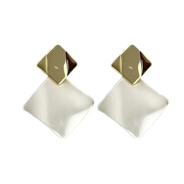 澜耀 拼色几何菱形 轻盈优雅简约气质独特时尚百搭耳饰 合金 耳环 女款