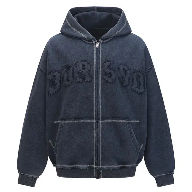 拾个壹先生 美式复古重磅高街做旧小众痞帅宽松休闲百搭字母印花帽衫卫衣 男女同款