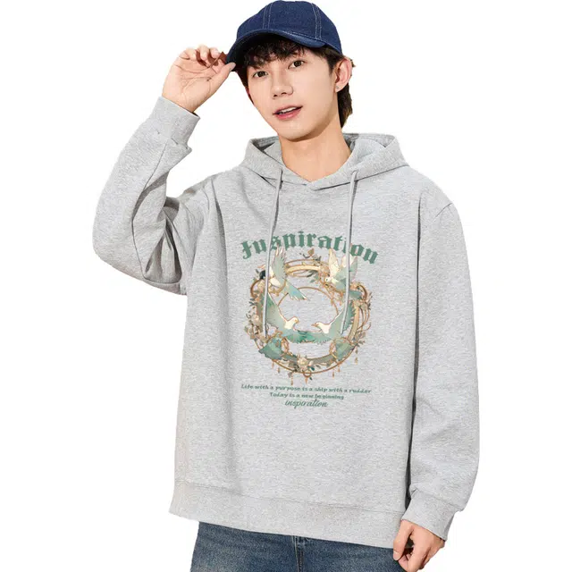 兰缪 中性风美式复古街头潮流男友风柔软舒适时尚休闲高品质重磅连帽卫衣 男女同款