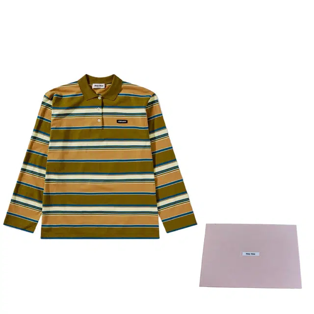 Miu Miu SS24 Striped Knit Polo Green