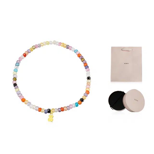 TOUS 18K Gold Multicolor Gemstone Bracelet