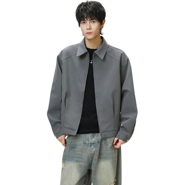 佐菲利 美式解构高街廓形翻领痞帅简约百搭宽松休闲外套潮夹克 男女同款