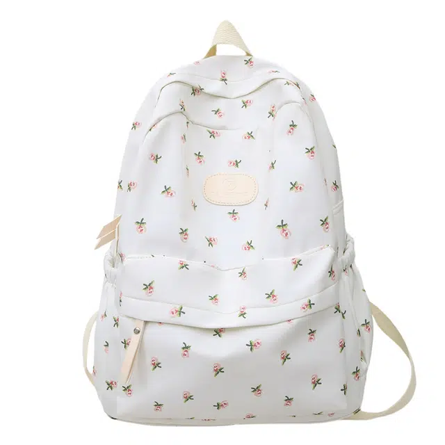 普乐威 时尚潮流百搭 尼龙 双肩包 常规 女款 白色/卡其色