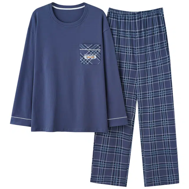 莫代尔 简约休闲百搭圆领套头舒适柔软细腻不易起球家居服可外穿睡衣套装 男款