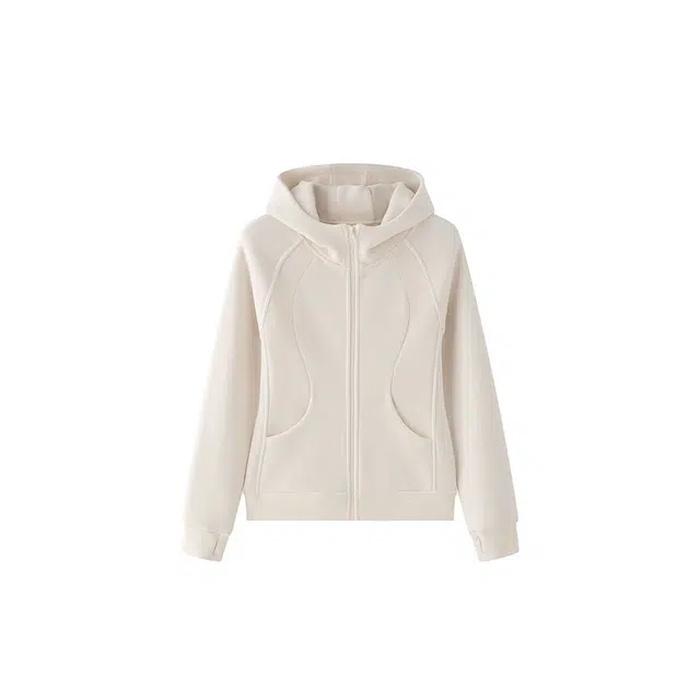 花蔓色 户外运动风修身连帽保暖防风摇粒绒开衫卫衣 女款