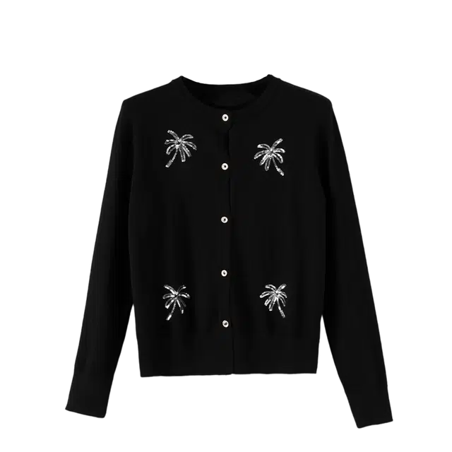 晚白 亮片休闲亲肤含羊毛通勤风针织衫 女款