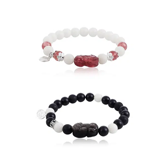 爱骊 招财纳福黑曜石貔貅手串高级感 吞金财运滚滚 富贵时尚潮流日常百搭#好运 白玉菩提 手链 男女同款情侣款