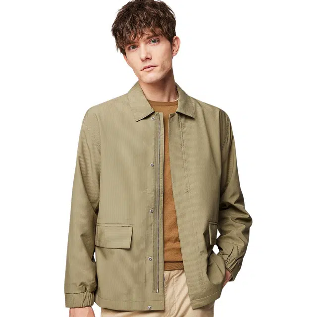 红豆 挺括有型易打理竖纹肌理翻领休闲双口袋商务通勤百搭行政夹克外套 男款