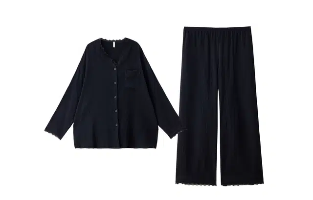 俏薇妮 春秋款纯棉纱布婴儿棉带胸垫一体长袖大码套装可外穿睡衣礼盒 女款