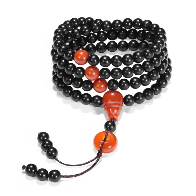 【普陀山官方已过香】 普陀山文创 新中式国潮喜乐平安转运珠福寿安康转运纳福本命年佛珠幸运多圈叠戴#好运 黑檀 手串 男女同款情侣款