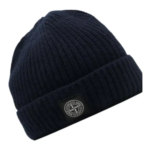 Stone Island Wool Logo Beanie Blue