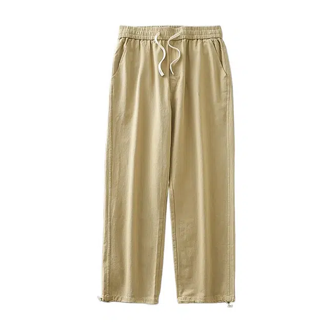 纯团 重磅纯棉直筒阔腿裤秋季美式宽松纯色长裤束脚卫裤简约通勤百搭休闲裤 男女同款