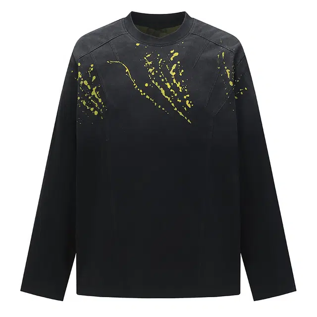 拾个壹先生 美式复古高街潮流泼墨宽松休闲百搭设计感圆领长袖卫衣 男女同款