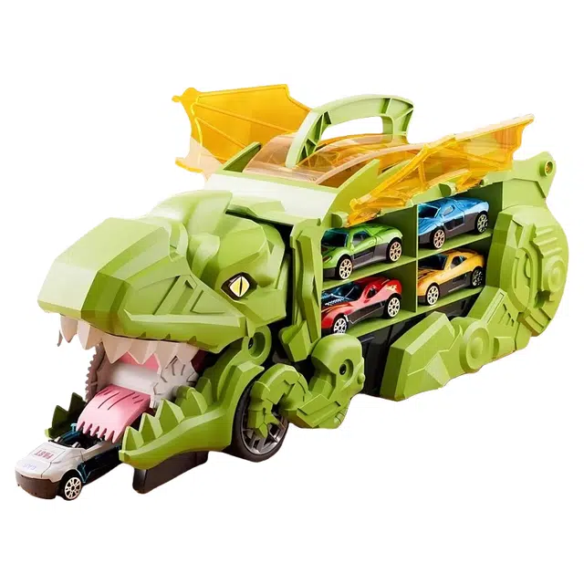 贝贝家 变形轨道恐龙吞食车 炫酷霸王龙合金小汽车 益智玩乐 收纳运输  滑行玩具