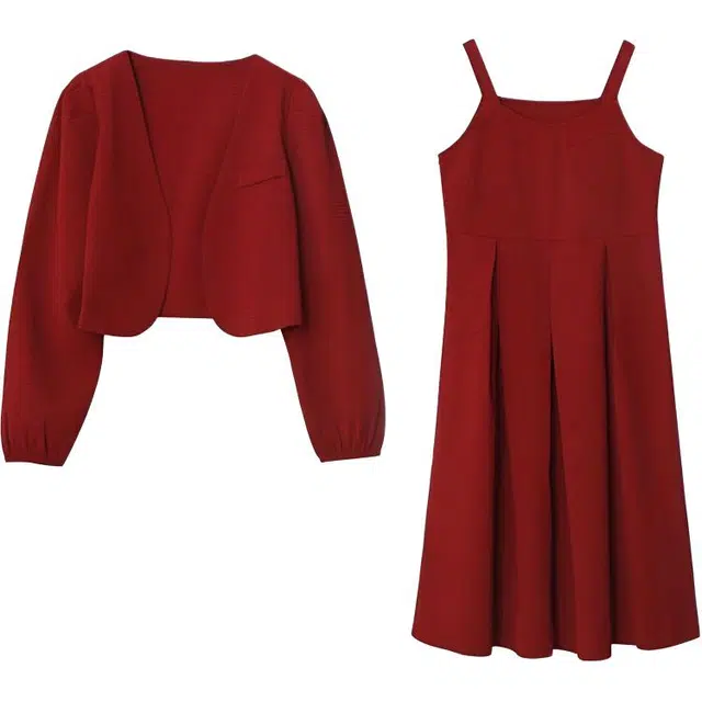 惟友 胖妹妹显瘦女装大码敬酒服订婚结婚喜庆两件套裙装套装 女款 复古优雅气质