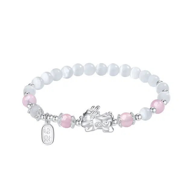 【月老赐福|八方来财】 岁月静好 招财貔貅福牌吞金兽新中式国潮复古财运滚滚新中式国潮经典百搭本命年#好运 琉璃 玉石手串 女款