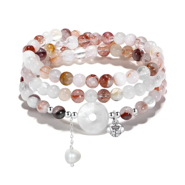 【普陀山官方已过香】 普陀山文创 新中式国潮风招财进宝转运珠本命年八方来财富贵吉祥显白气质平安扣好运 红胶花 手串 男女同款情侣款