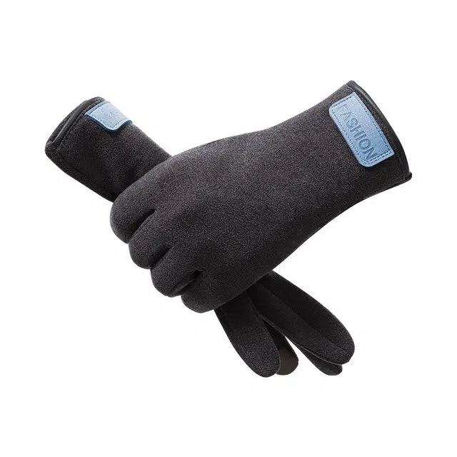 南极人 骑行秋冬季德绒加厚防风防寒触屏户外骑车电动车运动五指御寒防冻 加绒 保暖手套 男款