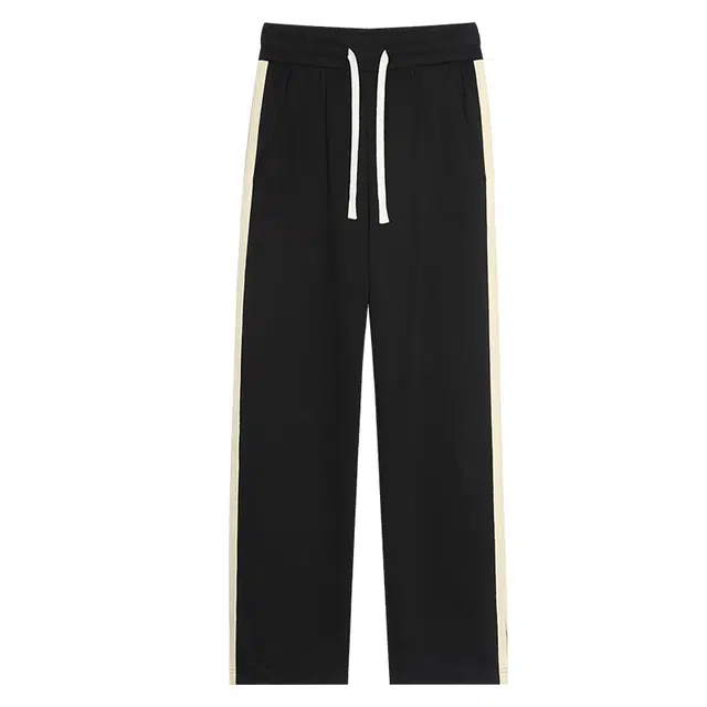 希越 侧边条纹潮牌直筒宽松开叉美式休闲裤 男款