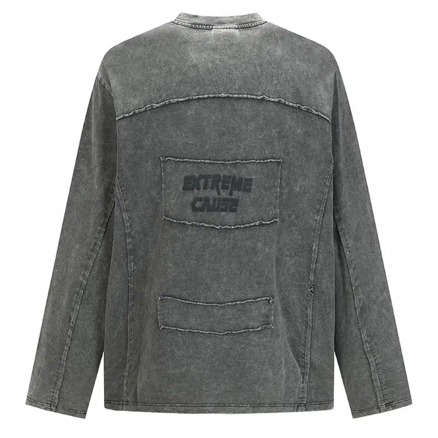 拾个壹先生 美式复古高街做旧痞帅宽松休闲百搭设计感字母印花长袖卫衣 男女同款