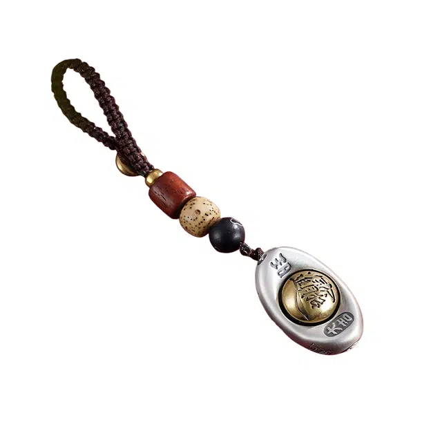 原夏 招财进宝 新中式平安元宝时尚简约个性钥匙扣挂坠#好运 足银 挂件 男女同款情侣款