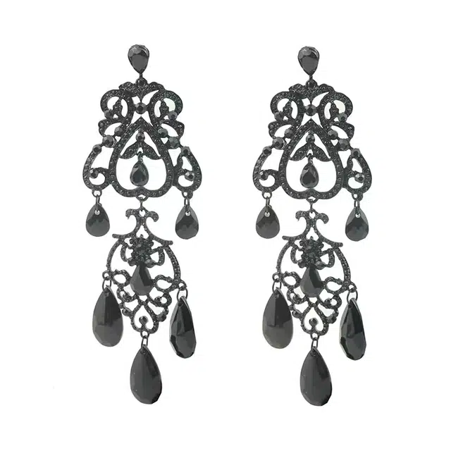 澜耀 法式复古暗黑哥特风 小众设计华丽优雅高级感精致耳饰 合金 耳环 女款