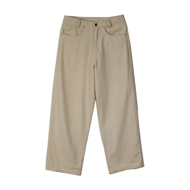 几立 美式重磅复古日常通勤情侣百搭纯棉斜纹宽松休闲裤 男女同款