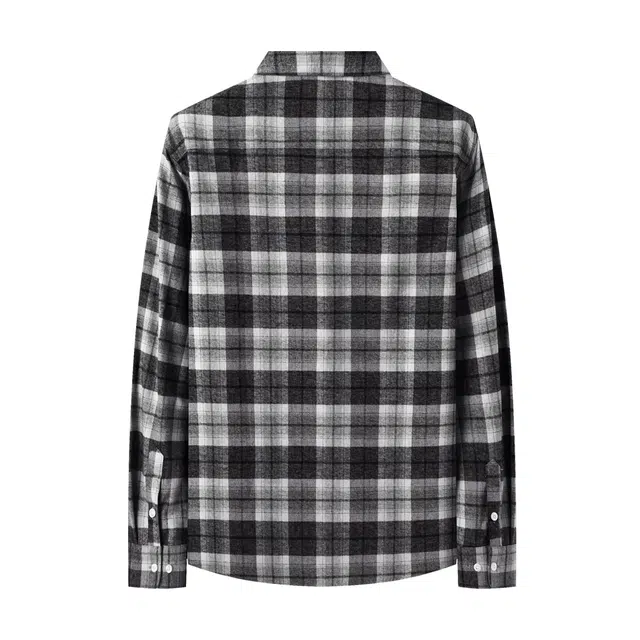 百胜狐 长袖加大码男装宽松休闲通勤格子上衣衬衫 男款