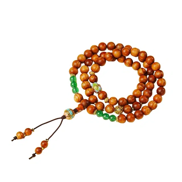 宣华意 【收藏级】民族风简约复古时尚典雅精致老料木质文玩佛珠手链多圈叠戴#好运 崖柏 手串 女款