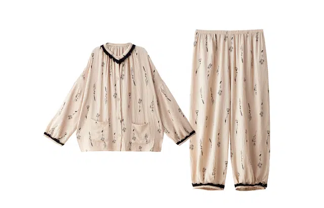 俏薇妮 春秋款纯棉纱布婴儿棉带胸垫一体长袖宽松家居服套装睡衣礼盒 女款