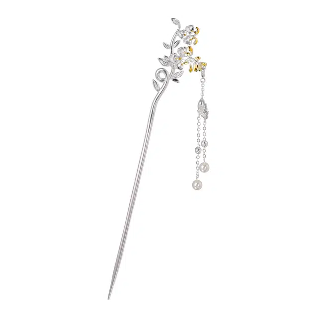 聆听花开 新中式 紫藤花流苏女古风簪子步摇马面裙配饰发饰气质优雅高颜值 合金 发簪 女款