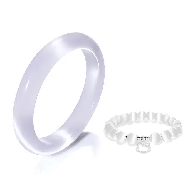 【白月光足银招财猫】 京华录 芋泥啵啵倾城贵妃镯 新中式冰透一步一响叮当圆条美人镯 素圈优雅大气温柔平安镯#好运 琉璃 手镯 女款