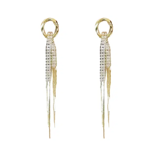 澜耀 气质金色长款流苏 小众设计高级感个性轻奢耳饰 合金 耳环 女款