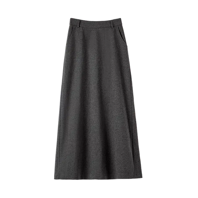 晚白 高腰减龄休闲百搭通勤半裙直筒长裙 女款