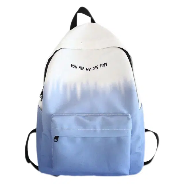 單倉 高颜值渐变时尚设计通勤百搭学院风背包初高中学生大容量轻便耐磨书包 帆布 双肩包 常规 男女同款情侣款 蓝色/绿色/灰色/卡其色