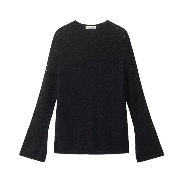 佐丹奴 卢正义明星同款浪漫优雅气质风镂空蕾丝半高领针织衫 女款