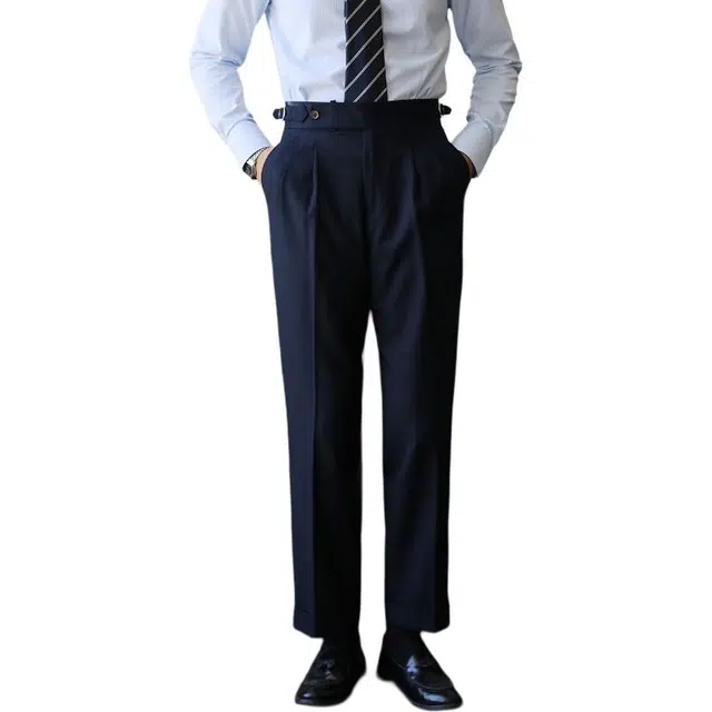 大格子与黑猫 羊毛日常休闲西装裤 男款