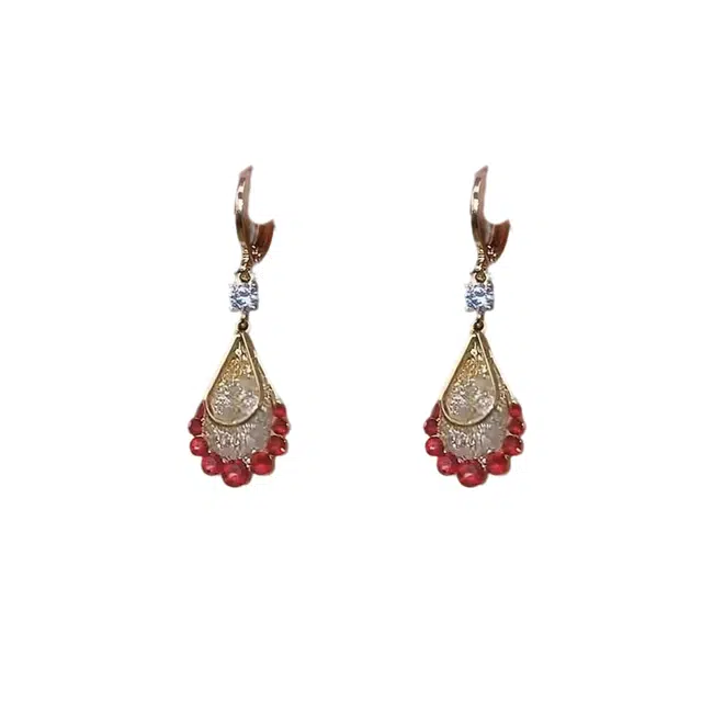 澜耀 精致金丝网状水晶 轻奢高级时尚独特复古气质耳饰#好运 合金 耳环 女款