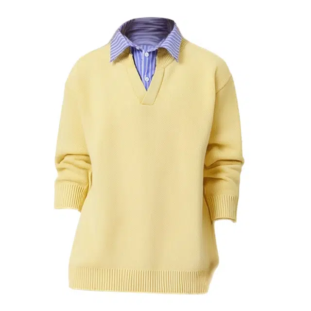 半空山 纯色简约基础款学院风假两件打底衫柔软舒适亲肤透气弹力百搭宽松潮流休闲衬衫领针织衫 男女同款