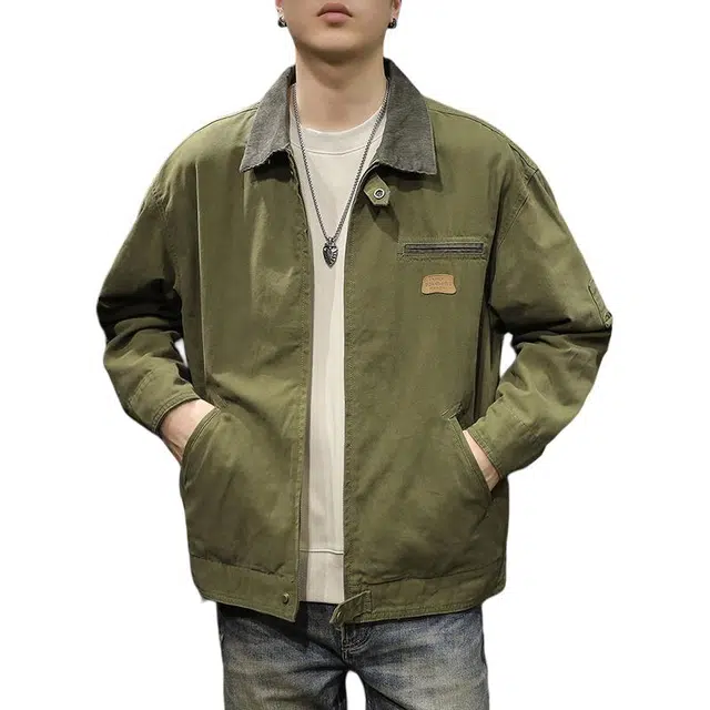 前进牛 美式经典复古潮牌高街痞帅抗皱工装潮流硬汉高级感牛仔外套 男款