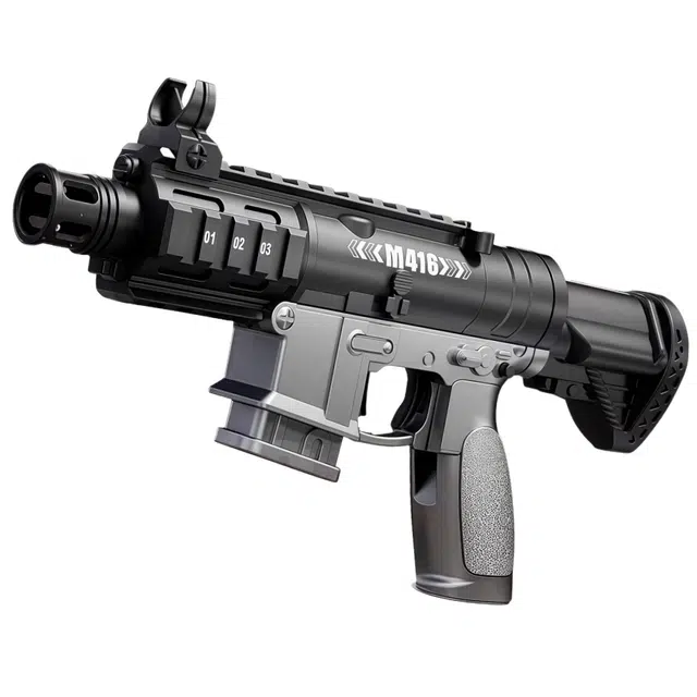 贝贝家 仿真手自一体连发抛壳野牛冲锋枪模型  手动连发 折叠便携 多色战术  软弹枪