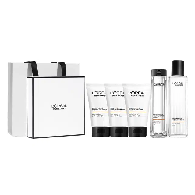 欧莱雅 男士护肤品套装洗面奶爽肤水乳 补水保湿控油