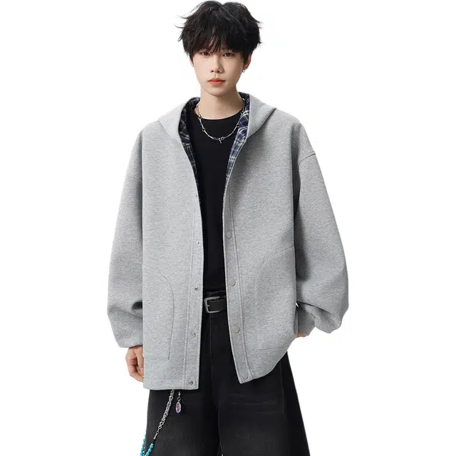 袋鼠 高级感慵懒风外套老钱风外穿内搭叠穿痞帅休闲通勤百搭显瘦长袖开衫夹克 男女同款