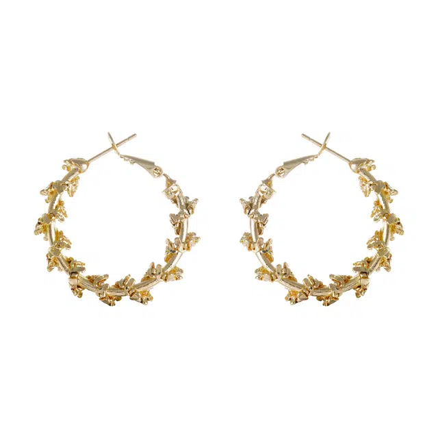 澜耀 精致金色圈圈螺旋缠绕 小众简约高级感设计独特风格耳饰 合金 耳环 女款