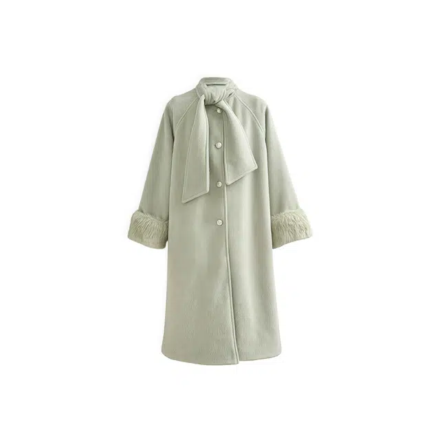 哒头下雨不愁 秋冬高级感加厚毛呢中长款百搭外套含狐狸袖羊毛双面呢大衣 女款