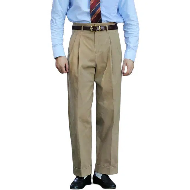 大格子与黑猫 复古学院风好莱坞纯色长裤西装裤 男款