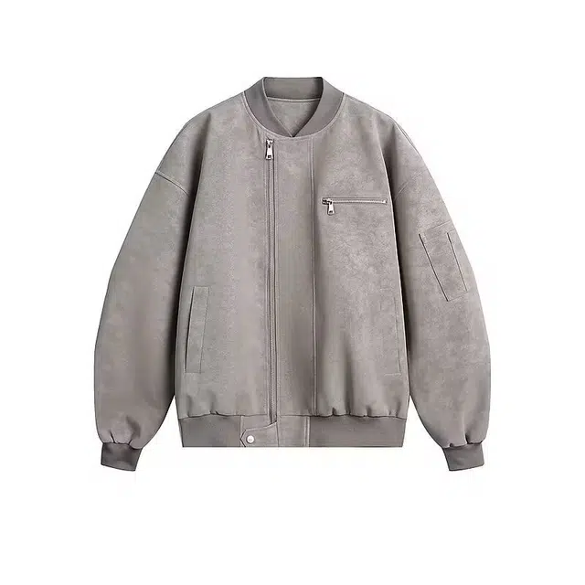 爱肯  美式痞帅高街时尚复古美拉德水洗皮衣外套潮流休闲工装上衣百搭棒球领夹克 男女同款